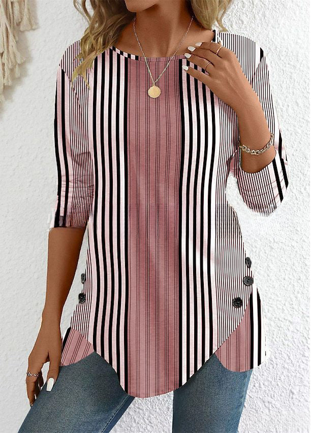 🔥【38% de descuento por tiempo limitado】【S-3XL】Nueva blusa estampada a rayas de primavera para mujer