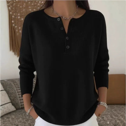 💟Último día: 50% de descuento ✨【S-2XL】Suéter de cuello en V de color sólido para mujer, suelto y casual