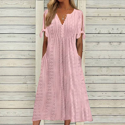 [🏆Rebajas de temporada] 👗Vestido de algodón suave en un color liso: cómodo y versátil, perfecto para el uso diario.