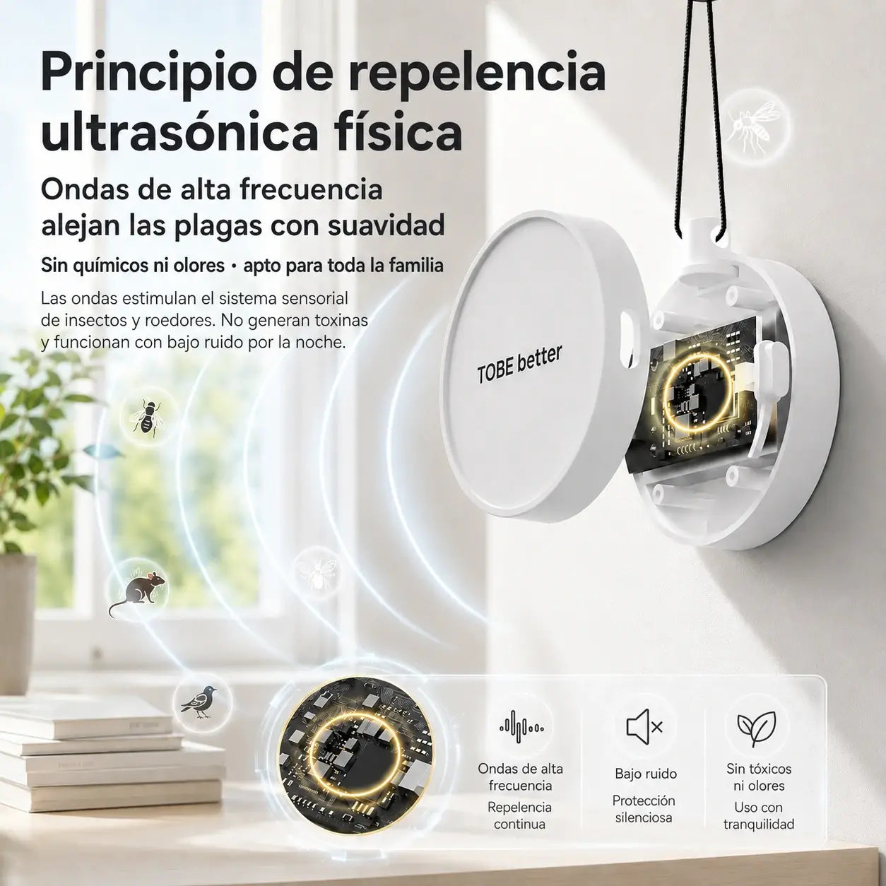 🔥【2 piezas 26 euros】🐦 Repelente de pájaros ultrasónico portátil | Ahuyentador automático para palomas, ideal para balcones, jardines y exteriores