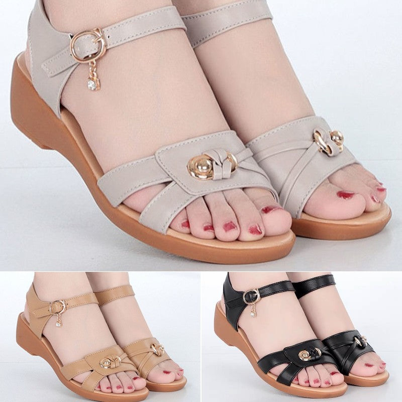 🔥👡【35~40】Sandalias de verano para mujer de piel suave con suela de cuña suave y antideslizante 3632293 