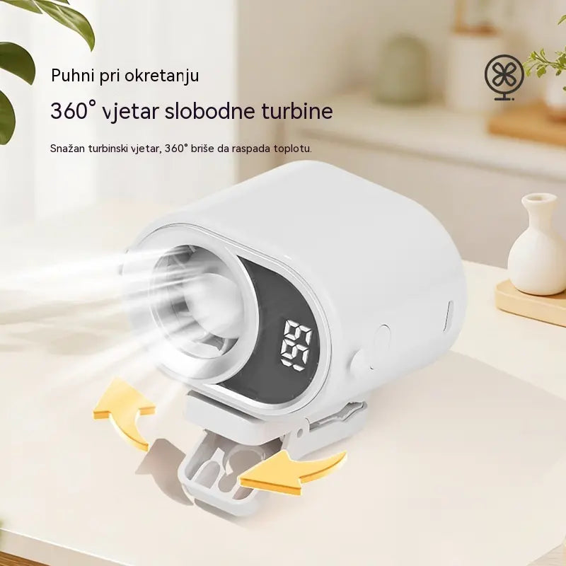 Ventilator bez upotrebe ruku s LED zaslonom, integriranom kopčom i 199 podesivih razina