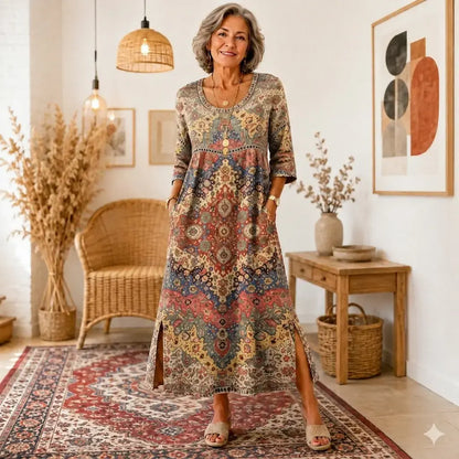 Julieta | Vestido estampado con diseño elegante de estilo vacacional, corte holgado que estiliza y alarga la figura