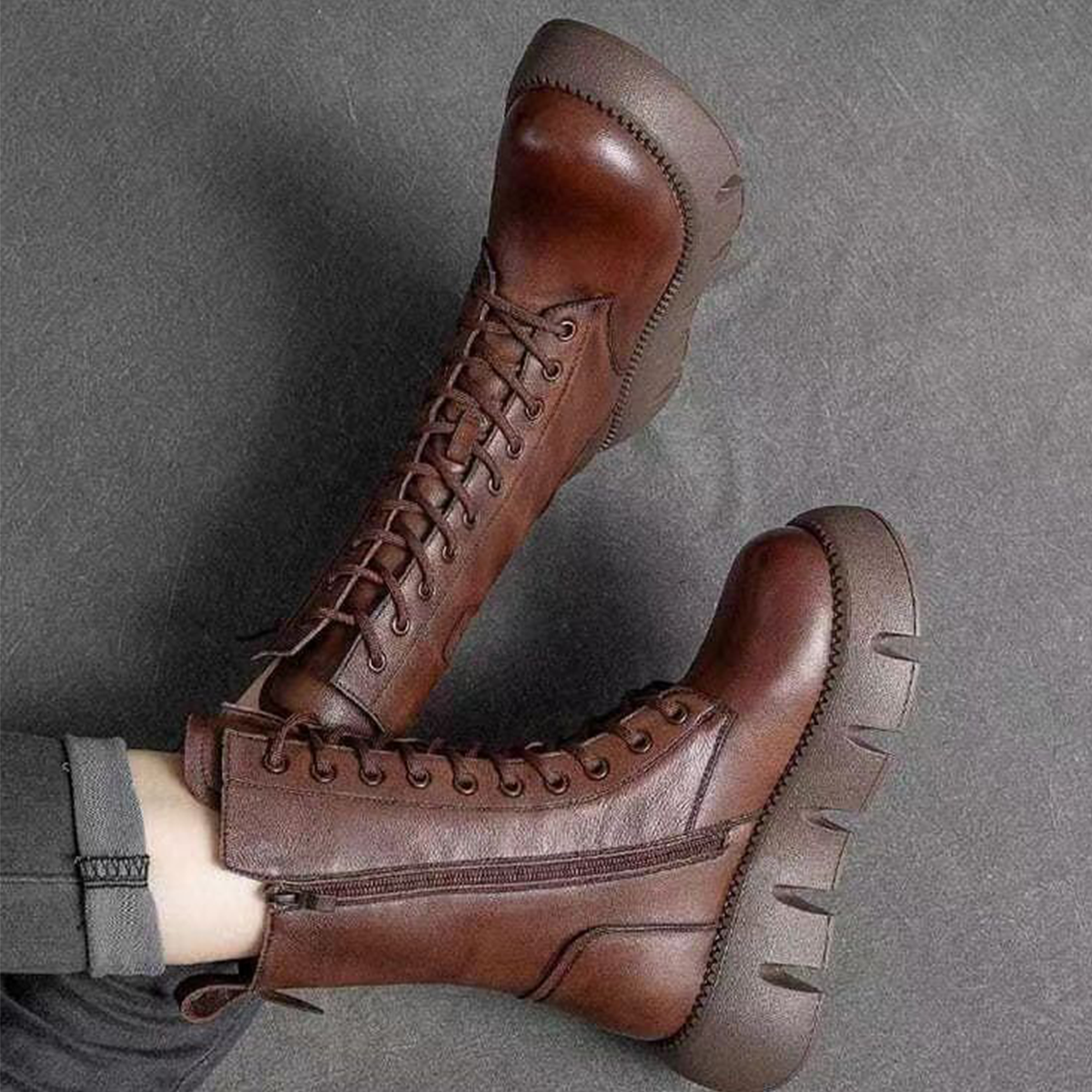 Περιορισμένη προσφορά 42% έκπτωση 🔥👢【35-40】Νέα συλλογή πρώιμου φθινοπώρου, υψηλής ποιότητας χειροποίητα μαλακά δερμάτινα μποτάκια με χοντρή σόλα