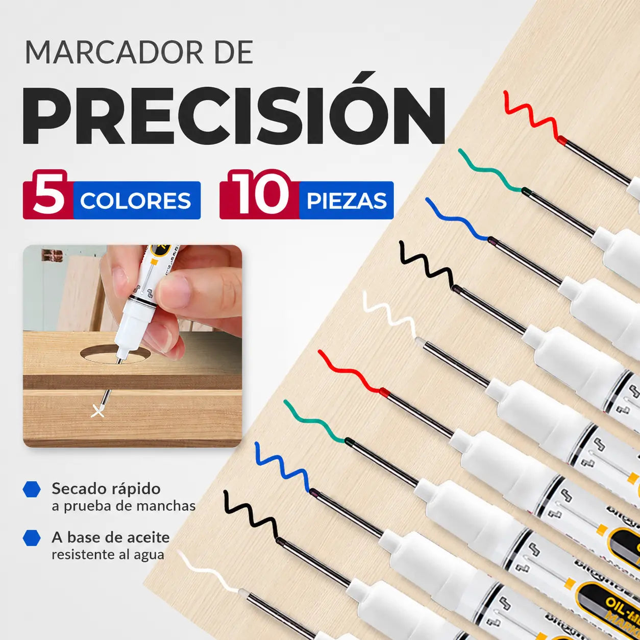 💯 10 piezas ⚽ Marcadores de precisión para agujeros profundos, espacios estrechos y lugares de difícil acceso.