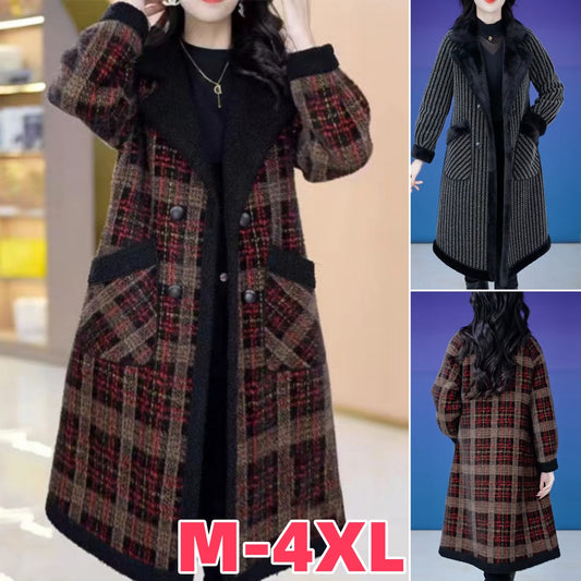 🔥Ograničeno 49% popusta🔥【M-4XL】Nova zimska kolekcija 2024, moderna, debela, mekana i topla ženska karirana kaput✨3824736