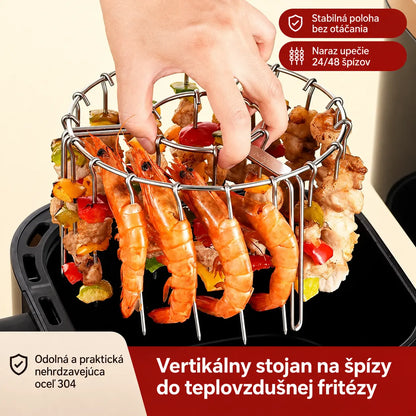 🍖🍗 Stojan z nehrdzavejúcej ocele 304 s 24 ihlicami do teplovzdušnej fritézy – Doprava zdarma – Platba na dobierku