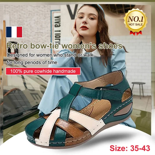 💥Kraj sezone rasprodaja【35-43】Ženske ljetne sandale, izrađene od mekane kože, debeli potplat, šuplji čičak