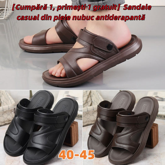 👞✅[43% de descuento por tiempo limitado] Nuevas sandalias de cuero de verano para hombre, sandalias de dos piezas, zapatos de playa de suela suave para hombre 