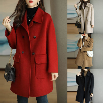 🌈🩰Descuento de temporada del 39%: abrigo doble de alta calidad de lana de cachemira, adecuado para varias temporadas 