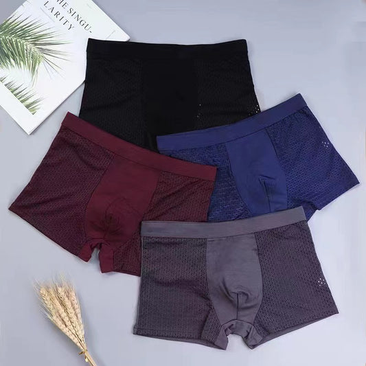 【4kom】🧊 Muške svilene ravne bokserice Ice Silk Mesh