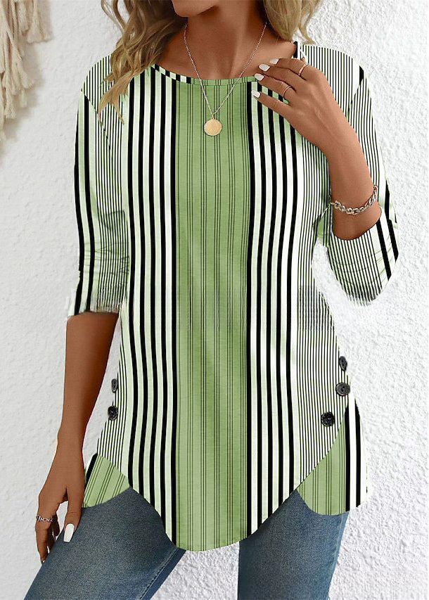 🔥【38% de descuento por tiempo limitado】【S-3XL】Nueva blusa estampada a rayas de primavera para mujer