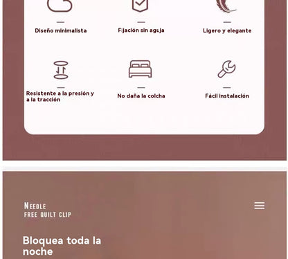【20/40/60 piezas】✨ Fijador de edredones antideslizante 🛏️ 🔒 ¡Sin agujas, fácil de usar!✅Puede arreglar mantas, sábanas y edredones gruesos y delgados.