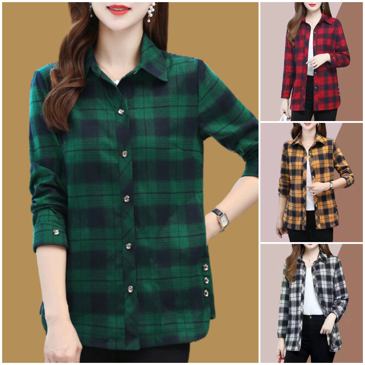 💕【XL-5XL】Nove moderne i svestrane jesenske karirane košulje za žene-3761286