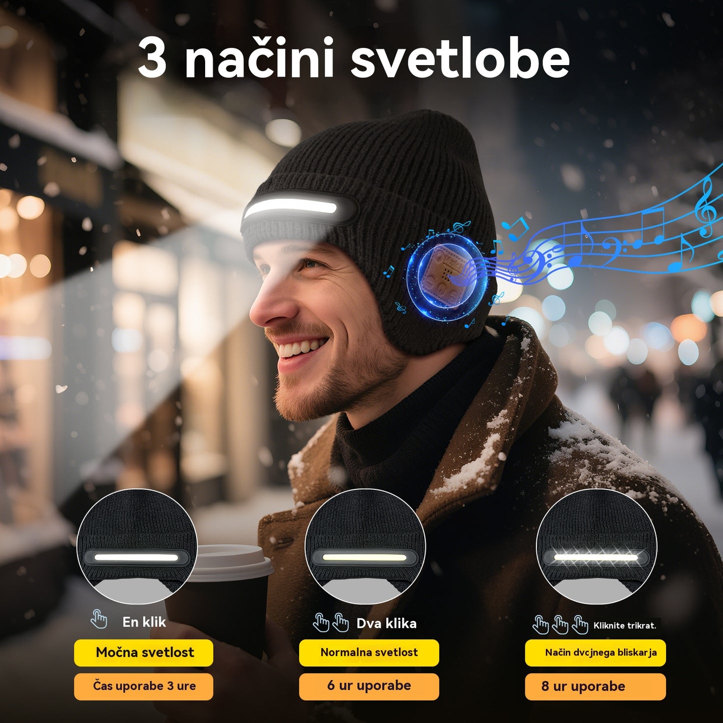 Zimski nov izdelek, 35% popust🔥🧢Polnilna LED kapa z Bluetooth, unisex, topla, vsestranska in modna💡