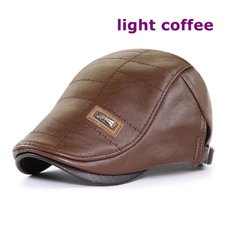 🧢🔥 Boina retro de cuero auténtico para hombre 3 en 1 de alta calidad: elegante, impermeable y a prueba de viento, con forro cálido y muy práctica.
