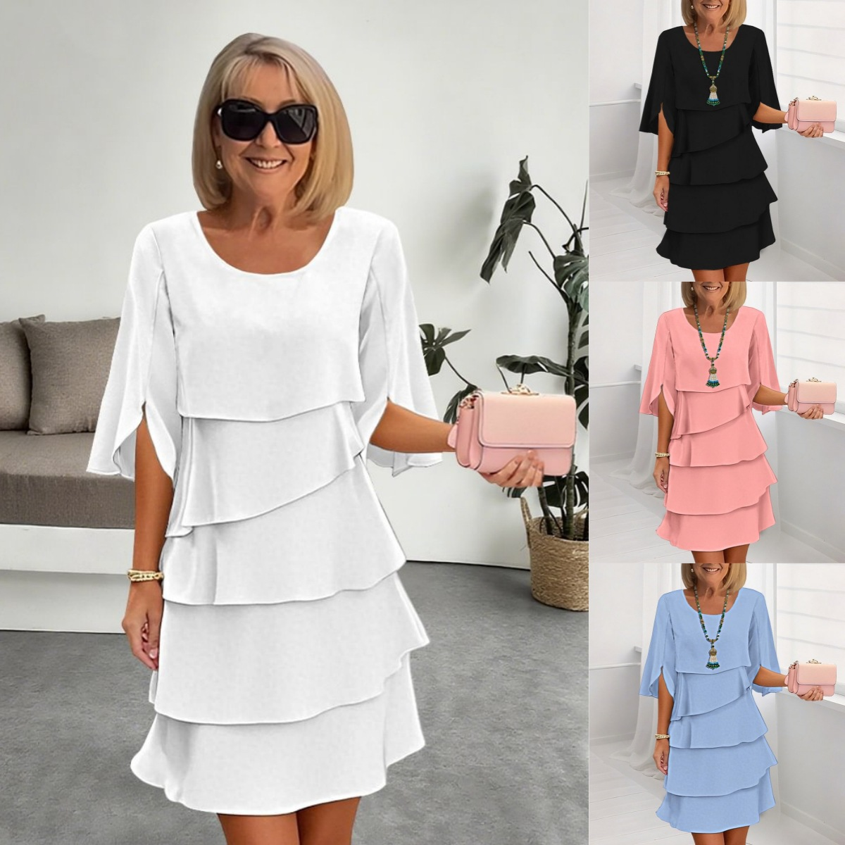 💃【S-3XL】🎁Elegantna višeslojna haljina s volanima na rukavima - bez napora stvorite elegantan izgled prikladan za sve prigode💃