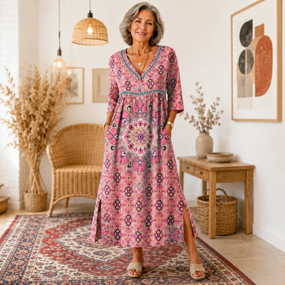 Julieta | Vestido estampado con diseño elegante de estilo vacacional, corte holgado que estiliza y alarga la figura