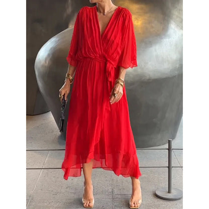 👗Novi stil za proljeće i ljeto 2025. [S-5XL]👗 Haljina s šišmiš rukavima od mekanog šifona--3919343