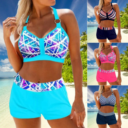 👙【S-5XL】Novi kupaći kostim s printom u boji i ovratnikom od dva dijela za odmor na plaži iz 2026. godine【40kg-130kg】