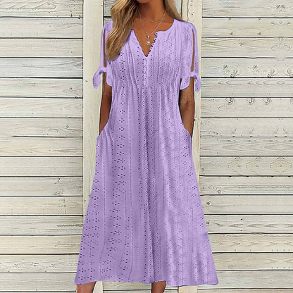 [🏆Rebajas de temporada] 👗Vestido de algodón suave en un color liso: cómodo y versátil, perfecto para el uso diario.