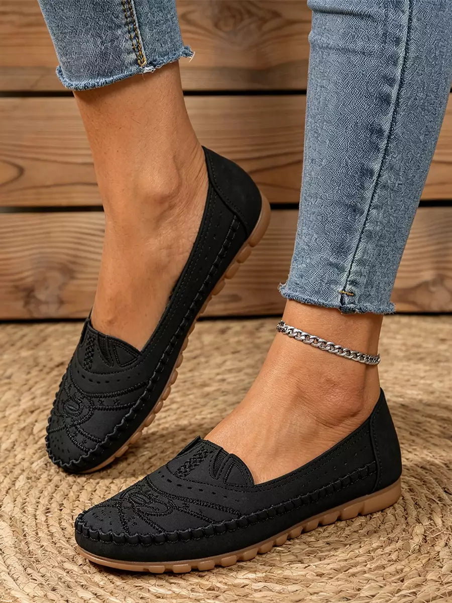 【36-43】Retro stil perforiranih ležernih balerinki｜Mekani potplat, svakodnevna udobnost｜Slip-on, plus veličine