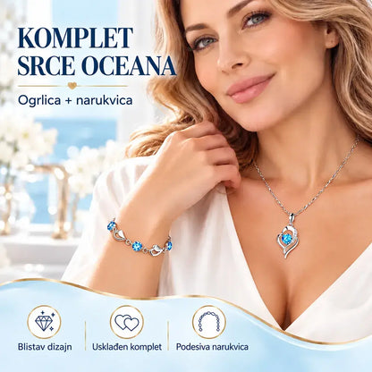 ✨✨Elegantni set ogrlice i narukvice u obliku srca, s blistavim šarenim kristalima, profinjen i lako uklopiv u svaki stil.