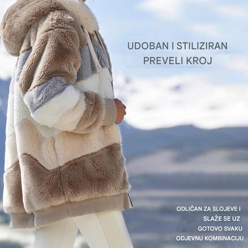 ☃️ Ograničena ponuda 35% popusta❄️【S-5XL】Nova ženska zimska jakna 2025, debela s plišastim prugama