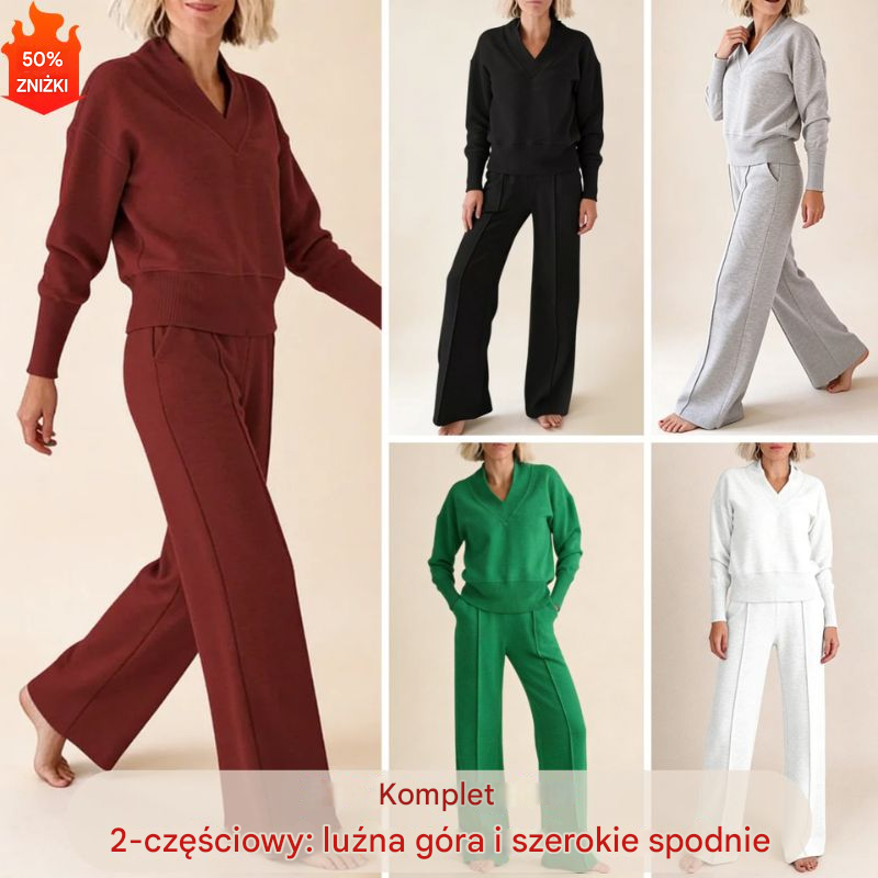 🥰📢 50% zniżki! [M-5XL] 2026 damski wysokiej jakości bawełniany dwuczęściowy zestaw z długim rękawem✨ miękki i wygodny