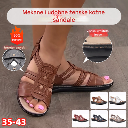 👡💥【Veličine 35-43】Mekane i udobne ženske sandale od prave kože, ležerne sandale za plažu s otvorenim prstima za žene.