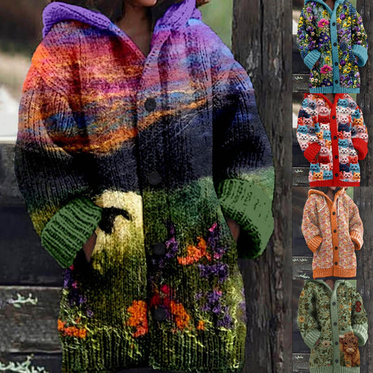 🔥🩰🎀【S-6XL】Nueva colección otoño/invierno 2024. Chaqueta retro holgada con capucha y botones de alta calidad.3825835 