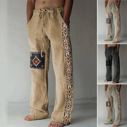 ✨👖【S-6XL】😍 Muške široke hlače od pamuka i lana velikih veličina, ležeran i moderan boemski stil, prirodni pad [10 boja🌈]