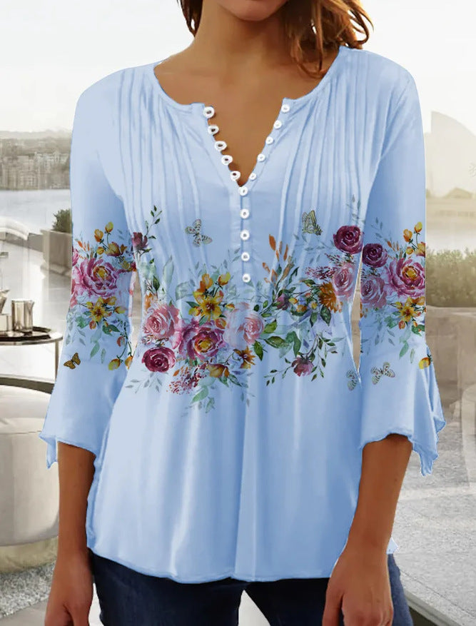 👕🥰【Сезонна отстъпка】[S-5XL] Дамска модерна тениска с V-образно деколте