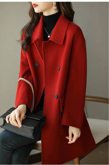 🌈🩰Népszerű akció 39%: új őszi-téli, kiváló minőségű, dupla kasmír kabát – több évszakra alkalmas