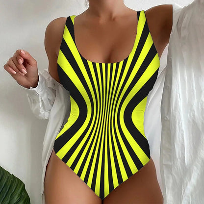 🥰【Последен ден - 50% отстъпка】🔥【S~8XL】Уникален раиран бански костюм от една част
