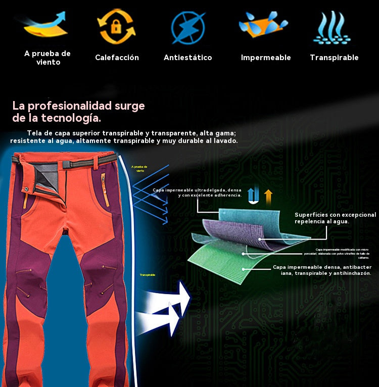【💥Alta calidad】【S-5XL】Pantalones de senderismo para hombre, suaves, impermeables, a prueba de viento, transpirables, cálidos y gruesos, de polar para deportes al aire libre.