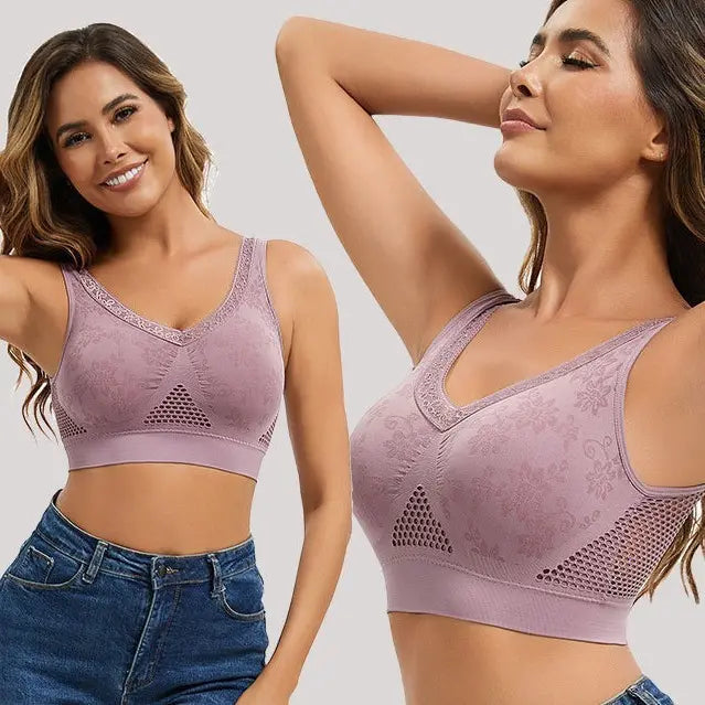 ✨👙【Pakiranje od 3 komada】Ženski čipkasti grudnjak bez žice, visoka potpora【40-120 kg】Besplatna dostava - Plaćanje pouzećem