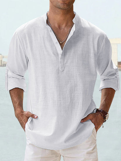 👕💚【S-5XL】Nova muška košulja dugih rukava za proljeće/ljeto 2026., pamučno-lanena tkanina. Prozračna i ugodna za kožu.