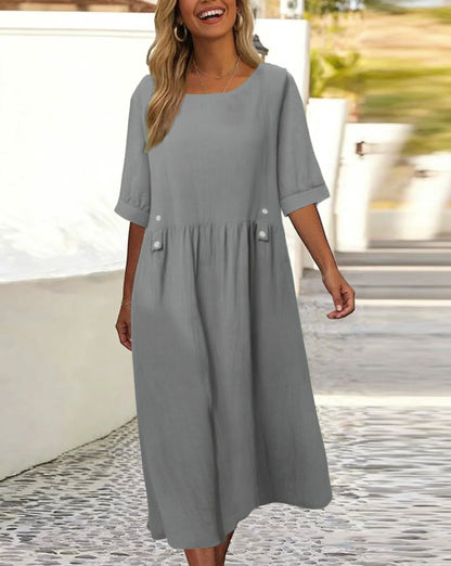🌸👗【Proljetna rasprodaja 50%】🔥【S-3XL】Nova ležerna modna ženska ljetna haljina od pamuka i lana 2026., dostupna u više boja – prozračna i udobna