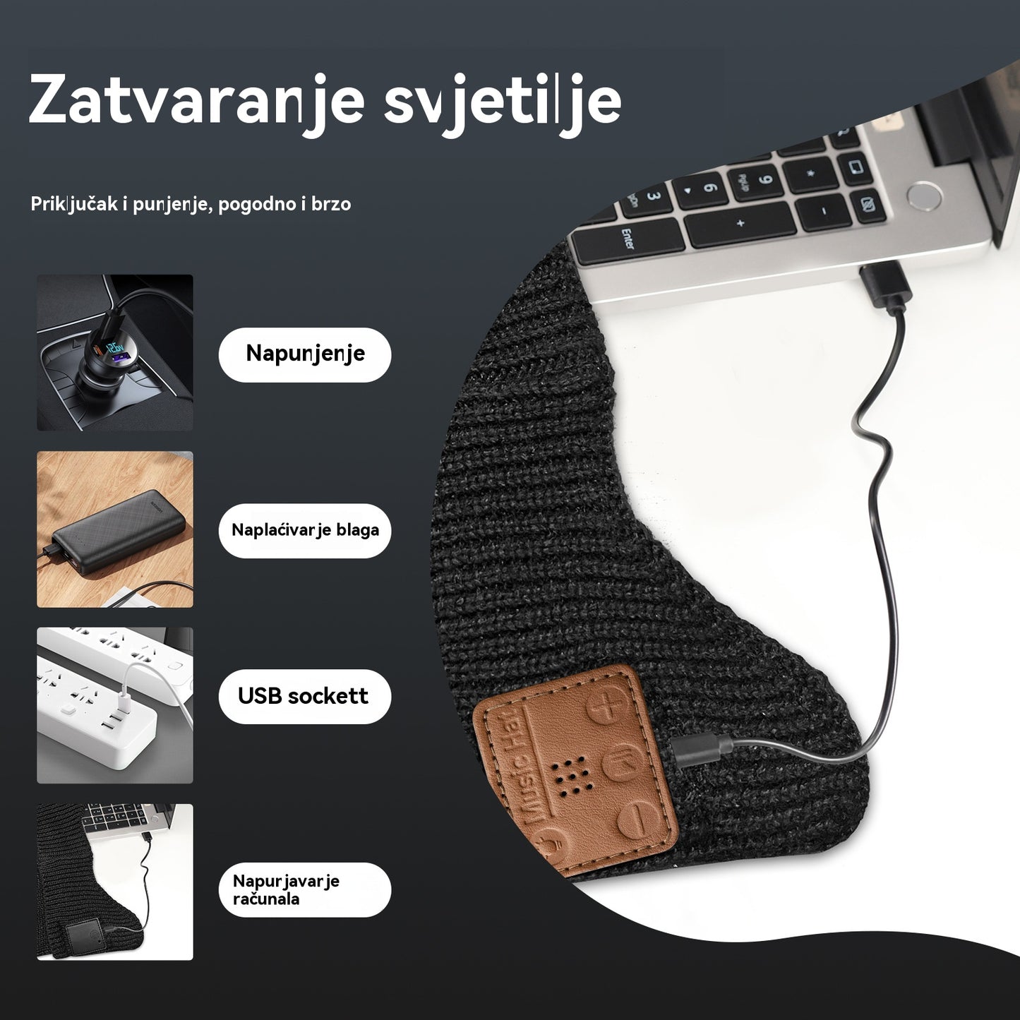 Zimski novi proizvod, 35% popusta🔥🧢Punjava LED kapa s Bluetoothom, unisex, topla, svestrana i moderna💡