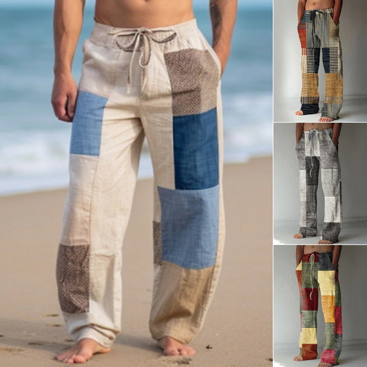 ✨👖【S-6XL】😍 Muške široke hlače od pamuka i lana velikih veličina, ležeran i moderan boemski stil, prirodni pad [10 boja🌈]