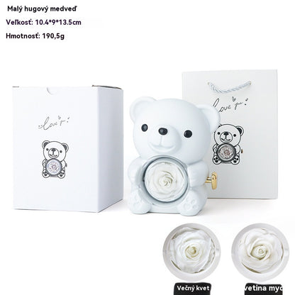 ✨Preslatki medvjedić s očuvanom ružom - Medvjedić ukrašen pravom ružom, u prekrasnoj poklon kutiji - Romantičan poklon za Majčin dan, vjenčanja, godišnjice, djevojačke večeri, Božić i Valentinovo.