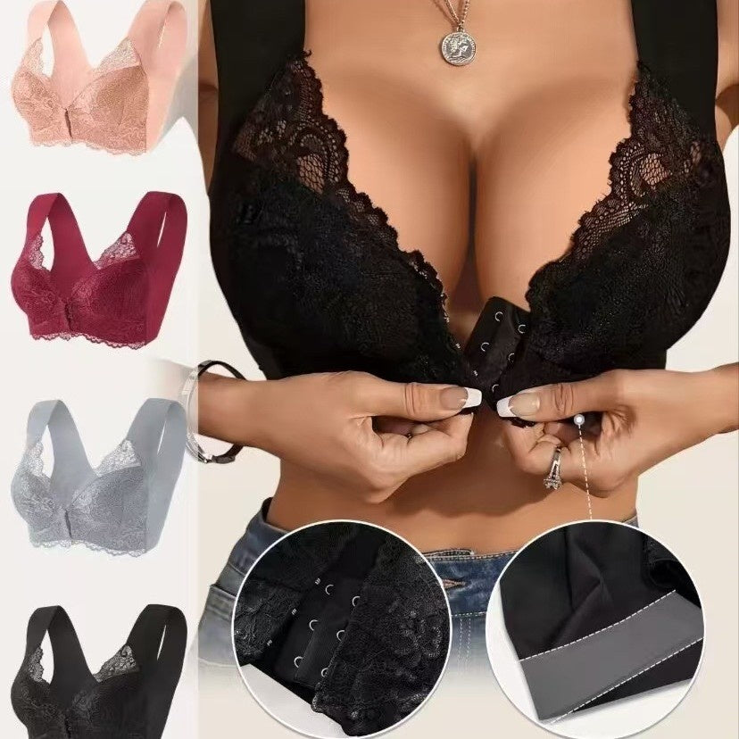 💖【Set od 5 dijelova】【40-100 kg】😍Grudnjak s push-up efektom, nježna čipkasta leđa, plus size dizajn, kopčanje sprijeda