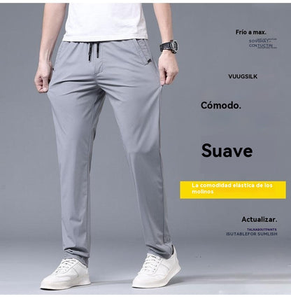 👖🔥Oferta de precio reducido [40-115 kg] Nuevos pantalones de seda elástica para hombre, colección primavera-verano 2026