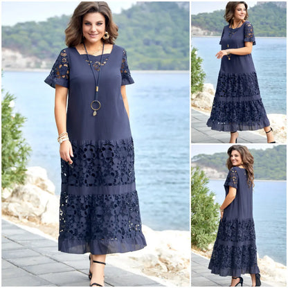 ⏳✨【Poslední den 50% sleva】【Velikosti - 5XL】Nové módní a elegantní krajkové šaty s výstřihem do V, ležérní a všestranné✅ Doprava zdarma✅ Platba při doručení