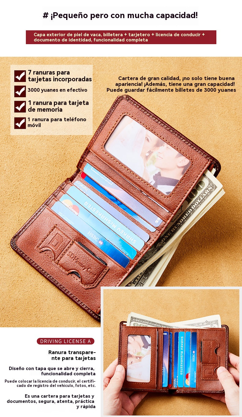 ¡Compra 1 y llévate 1 gratis!👝✨ Nueva cartera antirrobo de cuero genuino para hombre