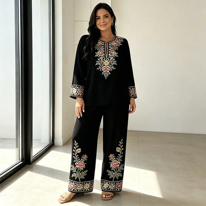 Juliet | Laneni ženski dvodijelni set, široke hlače i opuštena bluza, prozračan i lagan, idealan za ljeto