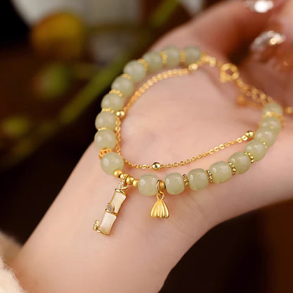 ✨🔥【Compra uno y llévate otro gratis】2 pulseras de oro 14K con jade Hetian