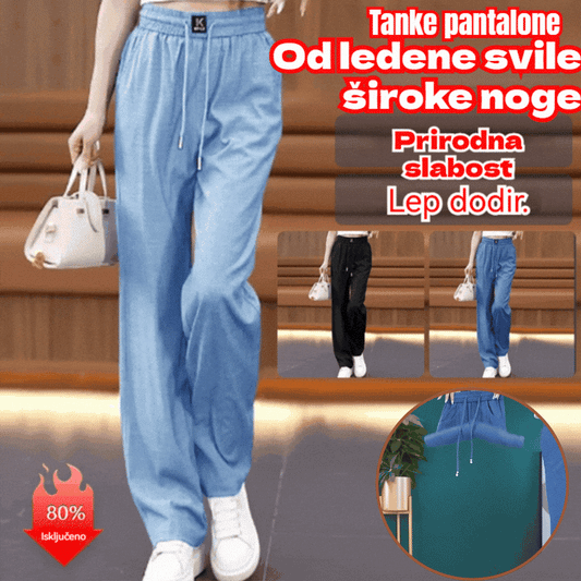 ❤️【S-3XL】2026 Ljetne ledeno svilene uske traperice visokog struka i širokih nogavica✅Plaćanje pouzećem