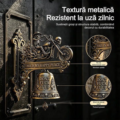 Gotička dekorativna zidna zvona ukrašena motivima lubanja vitezova i zmajeva, vintage metalni ukrasi, prikladna za barove, domove i terase.